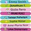 Haberdashery Online 50 adesivi con nome personalizzati per materiale scolastico. Mini etichette adesive colorate. Vinile adesivo di identificazione impermeabile per penne e matite. Dimensioni 4,6 x 0,6 cm
