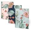 ALFABET Set 3 Quaderni A5 a Righe Design Nelumbo - Carta Ecologica 80gr - Notebook Spillati per Scuola e Ufficio - Copertina in Cartoncino - Formato 15x21 cm - Eco-friendly