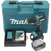 Makita DHP490RFX3 - Trapano avvitatore a percussione a batteria, 18 V/3,0 Ah, 2 batterie + caricatore in valigetta + set di accessori da 74 pezzi