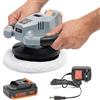 KOMBO SMART - Lucidatrice a Batteria 12V 2.0Ah - Senza Fili, 4 Velocità, Orbita 6mm, Platorello EVA 24cm, Display LCD, con Batteria, Caricatore e 2 Cuffie Incluse