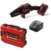 Einhell Sega a catena a batteria GE-PS 18/15 Li BL Kit Power X-Change (18 V, brushless, lunghezza di taglio 12,5 cm, cambio spada/catena senza attrezzi, batteria da 2,5 Ah, caricabatterie, E-Case S-F)