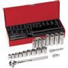Klein Tools 65508 - Set di chiavi a bussola da 3/8 con 6 punti, 12 e 6 punti, misure SAE, custodia inclusa, 20 pezzi