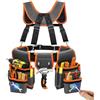 Genérico Cintura Utensili Elettricista | 2 Tasche Magnetiche Con Spalline | Cintura Utensili Resistente Con 18 Tasche | Per Costruzione Impianto Elettrico Cablaggio Incorniciato Tech