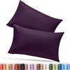Utopia Bedding Confezione da 2 federe per cuscini Queen con chiusura a busta, morbida microfibra spazzolata, resistenti al restringimento e allo sbiadimento, 51 x 76 cm (Queen, viola)