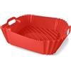 Guardini, Stampo quadrato con manici 22x22 cm, Ideale per friggitrice ad aria, Silicone alimentare, Rosso, Linea Air Fryer