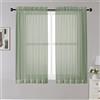 OWENIE Tende velate verde salvia, lunghe 114,3 cm, filtraggio della luce per finestre piccole, 2 pannelli, stile caffè
