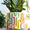 GUGUGO Fioriere con linee pastello da 20,3 cm, graziosa fioriera arcobaleno unica con drenaggio, vasi da fiori vintage retrò eclettici per piante da interno e piante grasse, divertente decorazione per