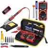 AUBEST Stazione di Saldatura, Kit for saldatore, multimetro digitale a temperatura regolabile da 80 W Auto RangingLCD, punte for saldatore Strumenti di rilavorazione for saldatura(DM01 Multimeter)