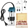 Generisch Fresa a mano per legno, fresa multifunzione 800 W + 15 pezzi, fresa in metallo duro da 6,35 mm, set da 40000 giri/min, per la lavorazione del legno fai da te
