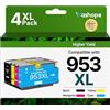 Washope 953XL Cartucce per HP 953 953XL Multipack Compatibili per HP Officejet Pro 7720 7740 8715 8210 8710 8720 8730 8725 8740 7730 (Nero Ciano Giallo Magenta, 4-Pack)