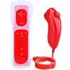 MeiLiu Wii Remote Controller e Nunchuck, Controller Wii Gamepad Telecomando Senza Fili Con Custodia In Silicone Per Wii - Rosso