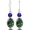 Kanika Jewelry Trove Moss Agate, Amethyst 925 Sterling Silver Dangle Earrings for Women, for, Christmas Gift, Valentine's Day Gift, New Year Graduation Gift, Handmade 2 Stone Earrings