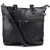 ItalianHandbags Borsa pelle donna notebook con manici e tracolla vera pelle borsa a mano e spalla borsa pelle shopper nero pelle bufala borsello pelle