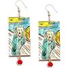Arte Lisanti Orecchini dipinti a mano - L' URLO DI MUNCH CARTOON COLOR - Orecchini da donna, Gioielli in legno dipinto, Gancio in argento, Made in Italy, Bijoux, Lavorazione Artigianale