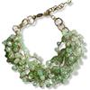 Generico Bracciale all'uncinetto con filo dorato e perline (Verde)