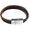 Albalù Italia Albalù Bracciale Uomo in Pelle Doppio Filo Intrecciato e Piatto Nero e Marrone con Chiusura Magnetica in Acciaio - Braccialetto Artigianale Made in Italy Idea Regalo Uomo