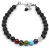 Generic Bracciale uomo con pietre per i sette chakra e perle di pietra lavica da 6mm