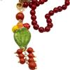 Handmade Collana Ficodindia in Ceramica Di Caltagirone Perle rOSSE | Collana artigianale