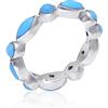 ELAMMO JEWELS ELAMMO Splendido anello in argento sterling 925 fatto a mano con turchese blu e pietra preziosa calmante (21,5)