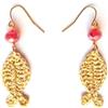Generico Orecchini pesce con cristalli di vetro, beige/dorato/rosso, orecchini tessili, Gioielli all'uncinetto, Made in Italy, Bijoux da donna, Lavorazione Artigianale