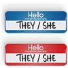 Generic HELLO MY PRONOUNS ARE THEY/SHE distintivo pronome perno o calamita da frigo, 25x70mm, LGBTQ+, LGBT