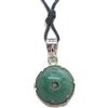 Handmade Ciondolo in Argento 925 con Avventurina naturale - pendente pietra dura verde con girocollo in cordoncino nero -