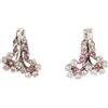 Handmade Tourmaline & CZ Studded Earrings Handmade 925 Sterling Silver Designer Gemstone Earrings with Russian Lock