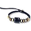 LuZ ITALY Bracciale tribale in cotone cerato intrecciato a mano con inserti in osso e legno - Regolabile