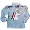Handmade Maglietta con unicorno, maglietta da bambina decorata a mano con applicazioni a uncinetto, maglia unicorno. ARTICOLO ORIGINALE UNICO