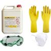LE AMAZZONI STORE Kit Professionale Acido Cloridrico (Muriatico) 30-33% Tanica 5L con Incluso: Guanti in Lattice naturale, Occhiali Protettivi e Mascherina Disincrostante per Cantiere, Edilizia e Pulizia