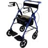 TERMIGEA RO30 - Deambulatore per Anziani con Seduta, Carrello per Anziani per Camminare Pieghevole in Alluminio (Portata 136KG) con Freni Ruote Posteriori e di Stazionamento, Impugnatura Ergonomica