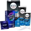 Durex 12 Preservativi Durex Lunga Durata Azione Ritardante Lubrificati Forma Easy-On in Lattice + Kit Depilazione Uomo Aree Sensibili Parti Intime Crema Depilatoria 100ml e Balsamo Post Trattamento 50ml