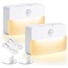 HOTUT Luci con sensore di movimento per interni, confezione da 2, luce notturna a LED ricaricabile tramite USB, luce con sensore di movimento (auto/on/off), striscia magnetica rimovibile, luce