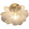 SWEMOPP Plafoniera a forma di fiore in vetro, montaggio a semi-incasso, plafoniera per corridoio, grande bagno dorato vicino alla plafoniera, lampada da soffitto floreale per cucina, per ingresso, por