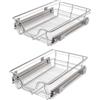 vidaXL 2X Cestelli a Rete Metallo Scorrevoli Cucina 400 mm Supporto Stoviglie