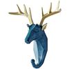 ZYCW Appendi Abiti da Muro Moderni, Decorativi da Parete Testa di Animale Resina Oro Mensole da Muro Design Attaccapanni per Giacche, Sciarpe, Borse, Zaini, Asciugamani (Blue,Deer)