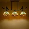 HARIPYER Lampadari in stile Tiffany, 3 luci, uccello in resina, lampada a sospensione a soffitto in vetro colorato in stile vittoriano per soggiorno, camera da letto, sala da pranzo, cucina