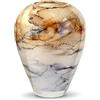 Terroso - Vaso - Vetro soffiato a bocca color sabbia - Aspetto lussuoso, elegante e raffinato - 27 cm di altezza - Effetto marmo - Vaso per fiori