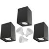 Maclean MCE 422 per Lampadine LED GU10 Max.40W Plafone Orientabile Faretto da Soffitto Diversi Colori e Forme IP20 Spot Moderno (Nero, 3x Plafoniera Quadrata+3x Lampad. 5W Bianco neutro)
