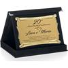 Printerland Targa Anniversario Matrimonio Personalizzata con Astuccio in Velluto Blu, Rosso o Nero - Targhe Personalizzate Regalo Nozze Sposi Sposa (NERO, 20° Anniversario)