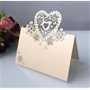 Blausky 50 pezzi di segnaposto a forma di cuore con taglio laser, biglietti da tavolo in bianco, per matrimonio, compleanno, cresima, battesimo, festa, decorazione da tavolo, 9 x 12 cm, oro chiaro