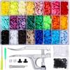 LEAZZLE Set di Bottoni a Pressione e Pinza per Bottoni Automatici, 400 Set di Bottoni a Pressione in Resina T5 di 24 Colori e Pinza per Bottoni Automatici Con Pellicole di Copertura T3, T5 e T8