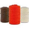 Netuno 3 cordoncini in filato di cotone naturale, da 5 mm e 100 m, fili decorativi per borse, intrecciati, per lavori fai da te in macramè (avorio-arancione-marrone)