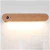 KZT Lampada da parete in legno con sensore di movimento, ricaricabile USB, luce bianca calda, luce notturna a LED, con striscia magnetica, 2 modalità, senza fili, illuminazione da parete per camera da