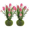 LEIMEND 2 Pezzi Tulipani Finti Realistici Tulipani Artificiali Fiori Finti per Decorazioni Tulipano Finto Nell'erba per Tavoli da Pranzo Arredamento D'interni e Composizioni Floreali
