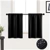XTMYI, Tende in tessuto impermeabile 76 cm per finestre di bagno e cucina, mini doccia, piccole tende oscuranti a pannelli, set di 6,5 cm di larghezza, nero
