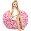 decalsweet Grande Poltrona a Sacco per Bambini con Cerniera, Pieghevole Sedia Sacchetto Sacco di Fagioli per Animali di Peluche per Ragazzi Ragazze Indoor Outdoor (No Filling), Cuore Rosa