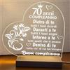 Generic Lampada led personalizzata, Luce notturna decorativa, Lampada notturna a led, base in legno e cavo usb. IDEA REGALO, MAMMA, Papà, NONNA,NONNI, (70 ANNI BUON COMPLEANNO)