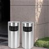 OHMG 2 x 30 l, posacenere per esterni, cestino della spazzatura con posacenere, pattumiera con secchio interno, per esterni, in acciaio inox, hotel e uffici, grande capacità