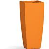 Decor Space Vaso Cromia Square quadrato e alto tinta unita in resina Made in Italy (90 cm, Arancio)